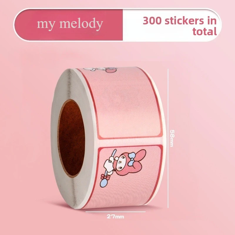 Pegatinas con nombre tipo rollo Sanrio, pegatinas para estudiantes, pegatinas autoadhesivas, pegatinas de papelería manuscritas de alto valor, 300 pegatinas