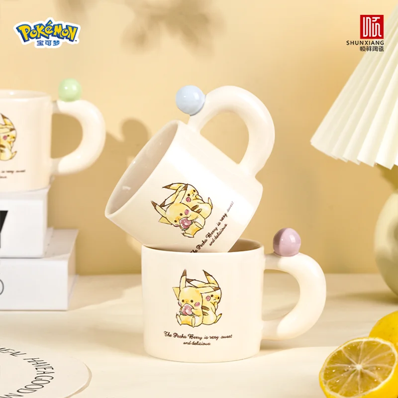 SHUNXIANG Pokémon 310ML Ceramic Coffee Cup Cartoon Pikachu Mug with Creative Handle Home Breakfast Milk Oat Drinkware for Childs