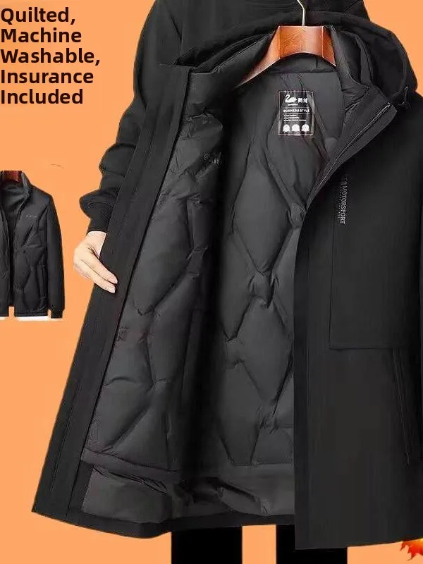 

Men's Winter Puffer Jaet Goose down Mid-Length Thi Warm Outerwear Casual Sle Polyester Fabric Ci Leisure Faion