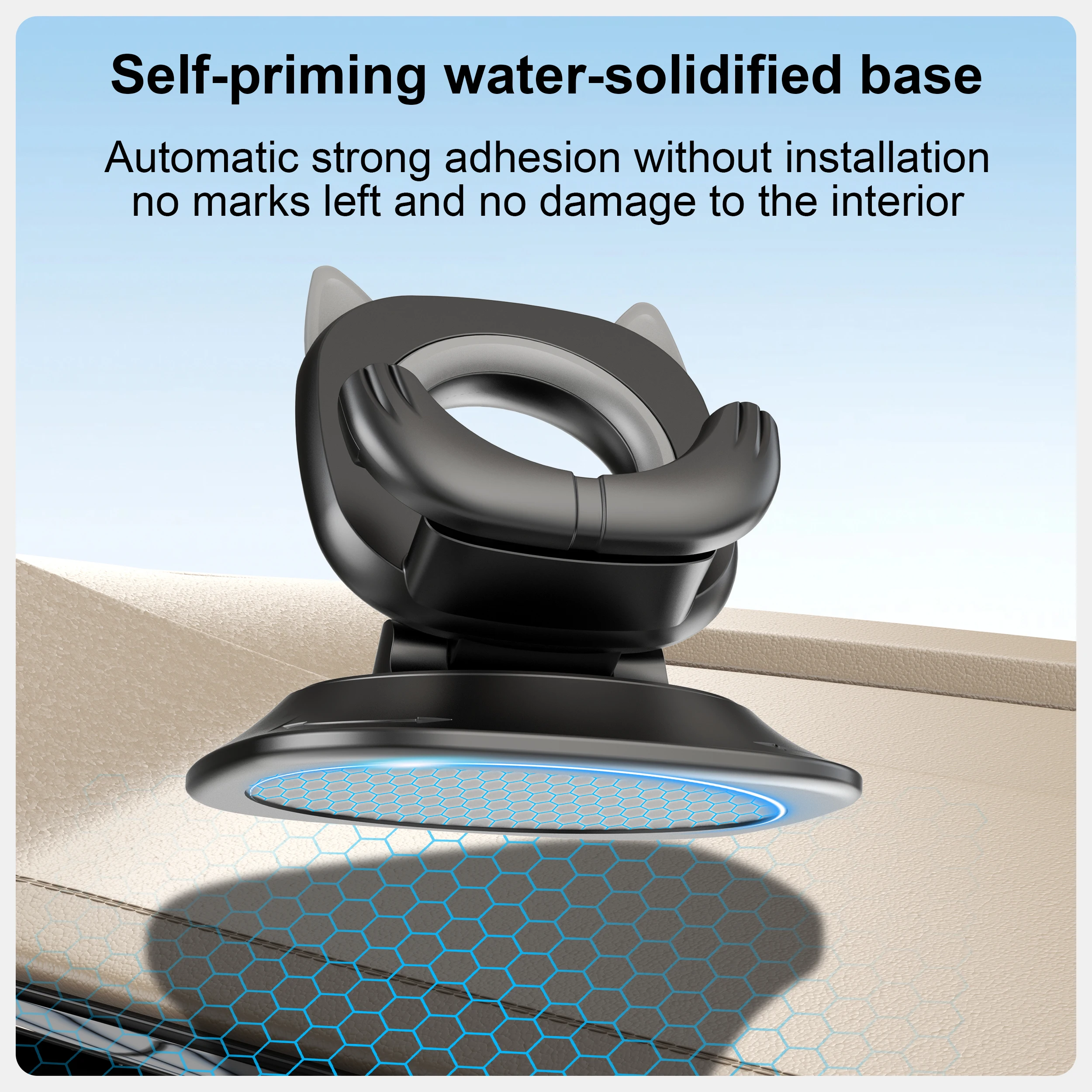 360 Degree Rotating Non-Slip Car Phone Holder Mat Dashboard Cell Phone Stand Compatible with All Smartphones - view 2