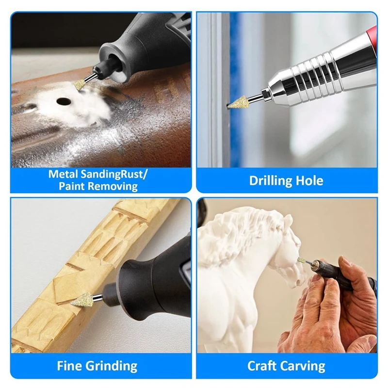 AC88 20 PCS Grinding Burr Drill Bit, Rotary Tool Accessories for Dremel, 1/8 Inch Shank, 10 Shapes, for Metal Glass Polishing