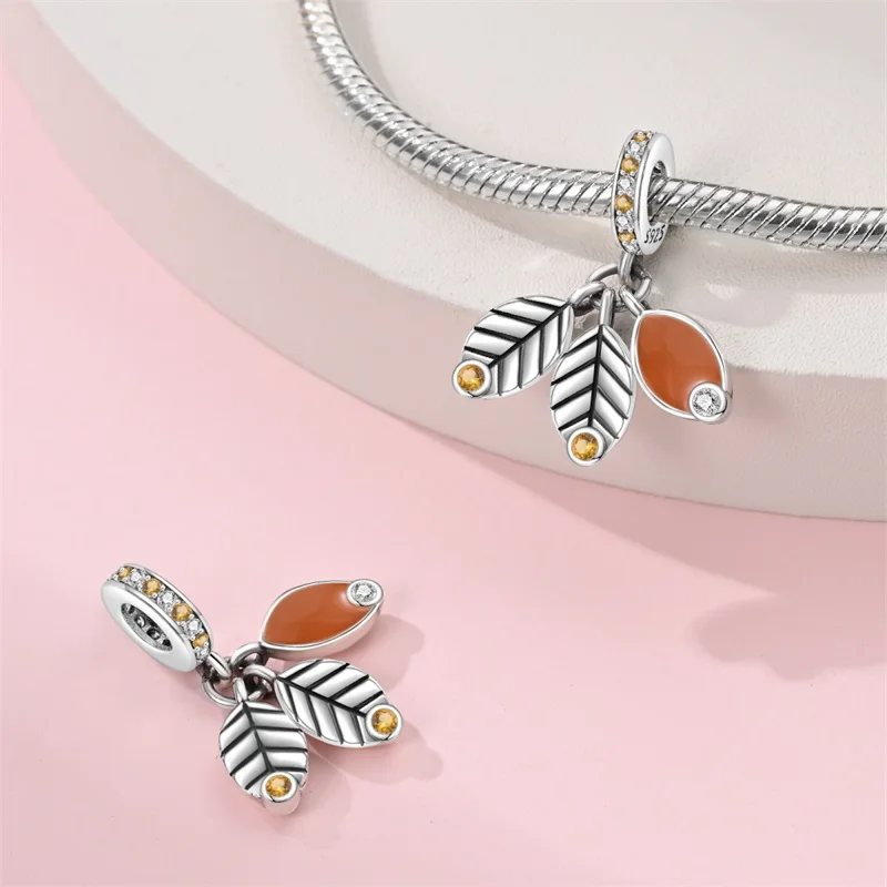 New in Original 925 Sterling Silver Heart-Shaped Doughnut Coffee Strawberry Cake Charms Beads Fit Pandach Bracelets DIY Jewelry