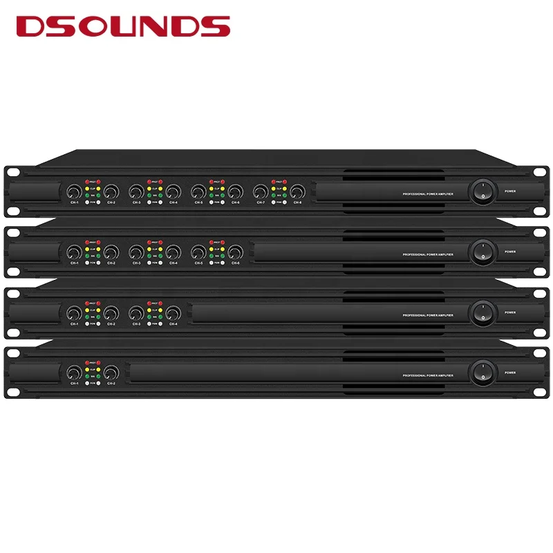 4-channel Class D Power Amplifier 1U Amplifier 4x350W Low Cost Amplifier
