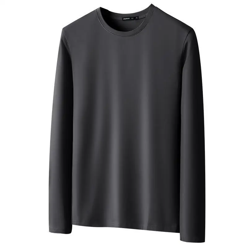 موضة تنفس الرجال مشروط كم طويل تي شيرت بلايز عادية تي شيرت أبيض ربيع الخريف 2025 جديد المتضخم تي شيرت الرجال الملابس