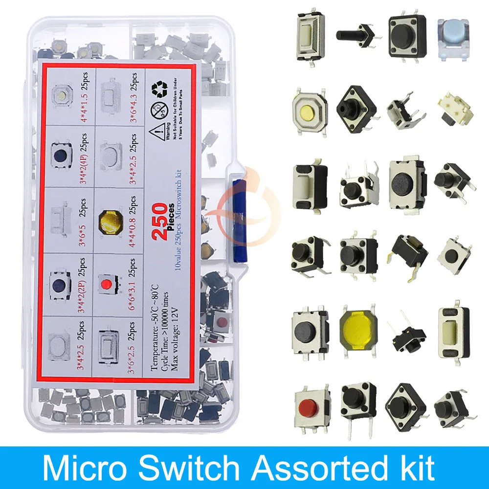 Car Remote Control Keys Button Touch Microswitch DIY Micro Switch Assorted Push Button Tact Switches Reset Mini Leaf Switch