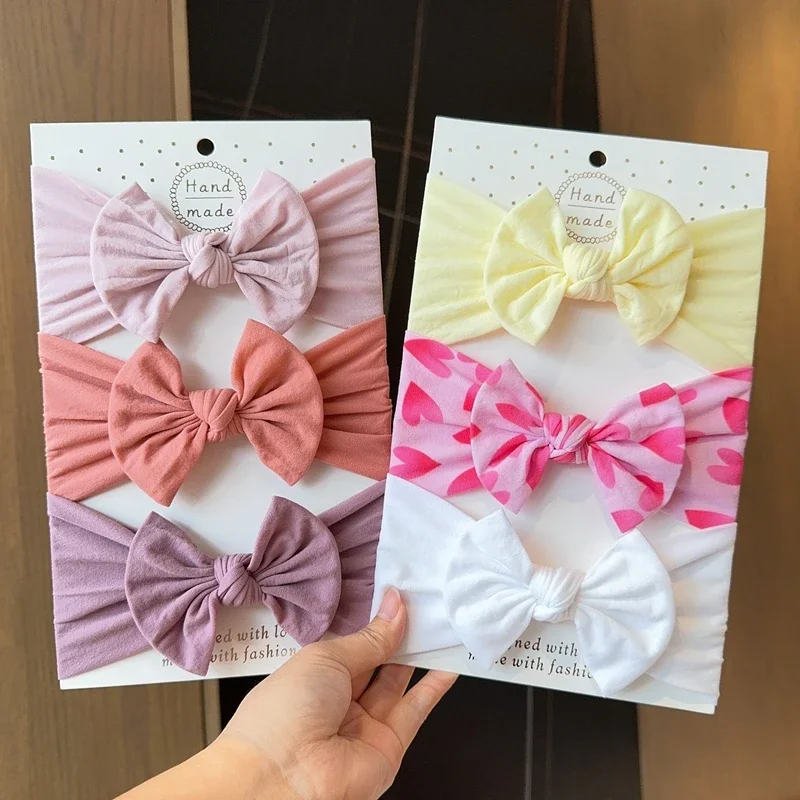 Diadema con lazos para bebé y niña, turbante para recién nacido, accesorio para el cabello, diadema para niños pequeños, accesorios para el cabello, 3 piezas