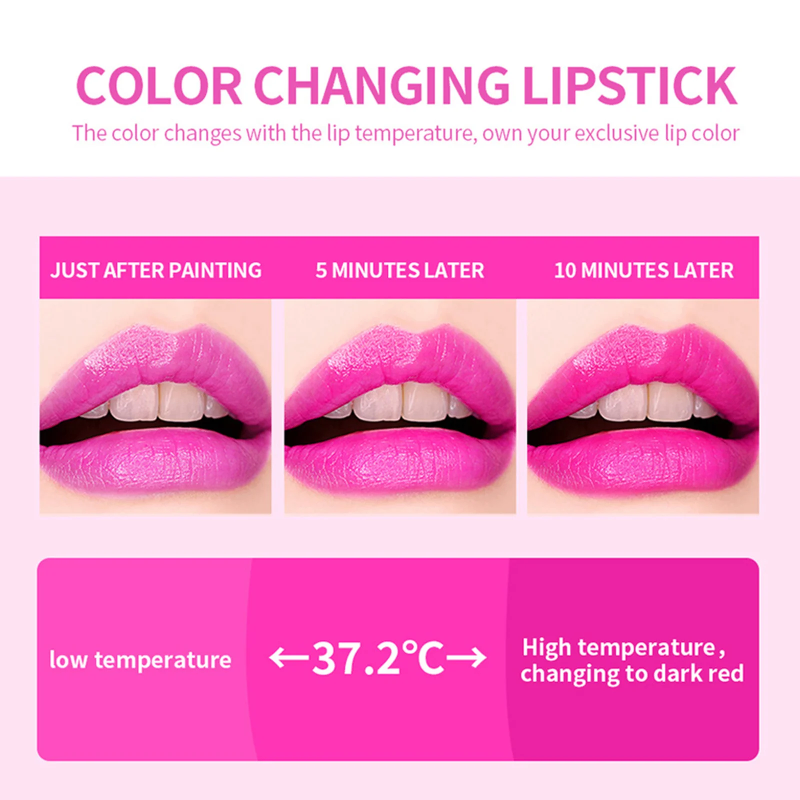 مجموعة أحمر شفاه متغيرة الألوان مكونة من 6 قطع للنساء، ملمع شفاه حساس لدرجة الحرارة صديق للبشرة وخفيف الوزن ومحمول للمهرجانات اليومية