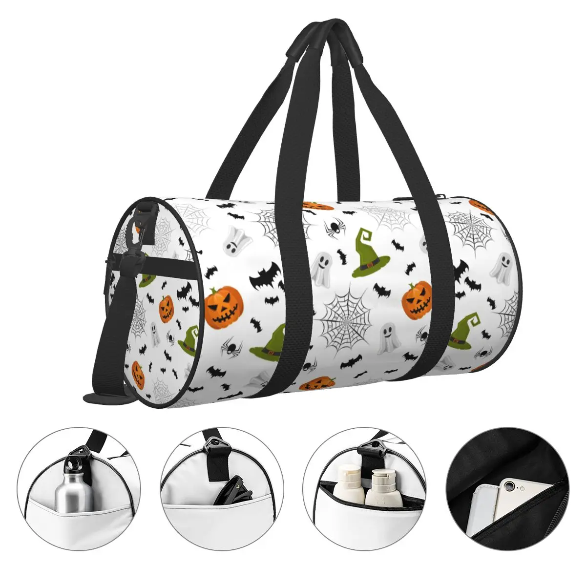 Halloween abóboras fantasma (5) saco de ginásio treinamento sacos esportivos masculino personalizado grande capacidade gráfico saco de fitness bolsas portáteis