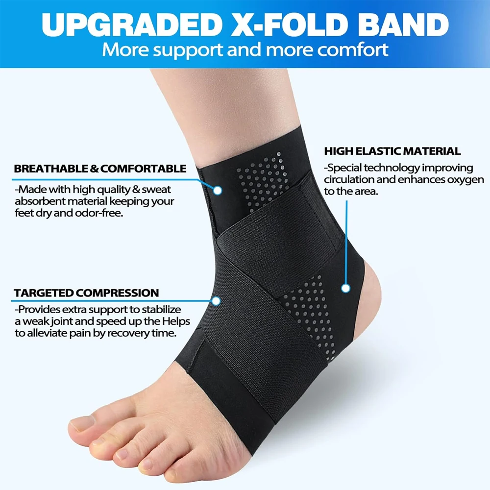 Ankle Support Brace Foot Sleeve with Compression Wrap for Sprained Foot,Tendonitis,Plantar Fasciitis,Football,Basketball,Running
