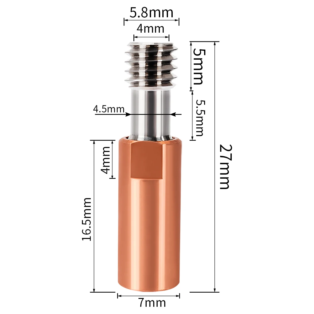 Bimetal CR10  Heat Break CR10 Throat Copper Plating 1.75/2mm/4.1mm Through For Ender 3 CR-10 Hotend 3D Printer Parts