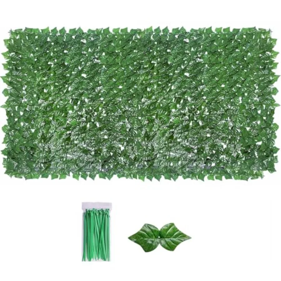 

Искусственный забор-экран из плюща - УФ-стойкий декор из искусственных листьев для патио, балкона, сада, двора, зеленая стена для декора