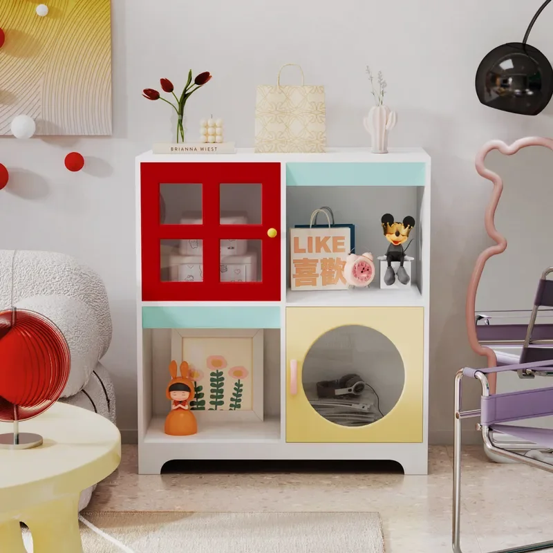 Colorful Entryway Chest Multi Tier Storage Cabinet for Bedroom Living Room Hallway Wall Sideboard Organizer Furniture