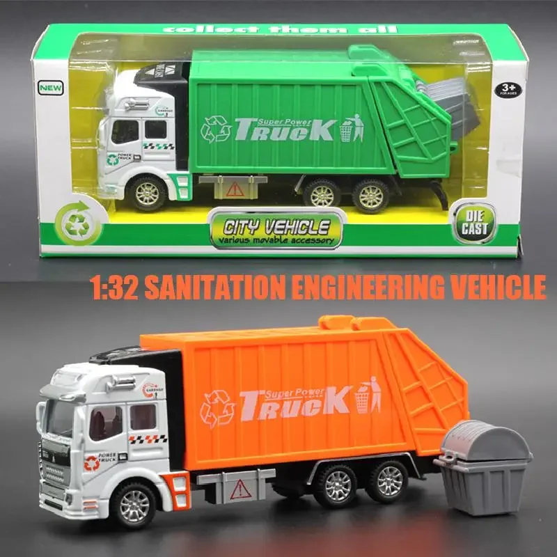 1:32 Simulation Garbage Truck Model toy cars Clean Car Sanitation Trash Alloy Model car toys for children gift