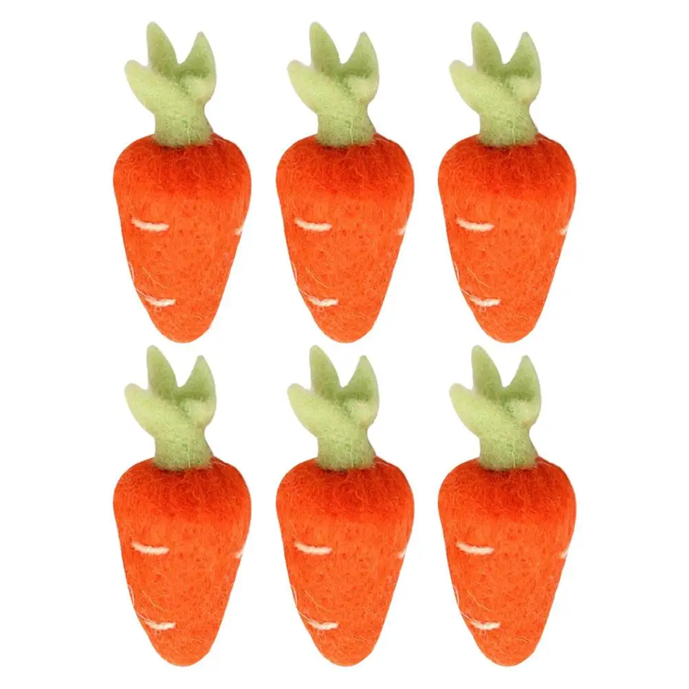 6 Pcs Kit Felted Radish Carrots Clothes Sewing Materials Barrettes DIY Wool Child Beads