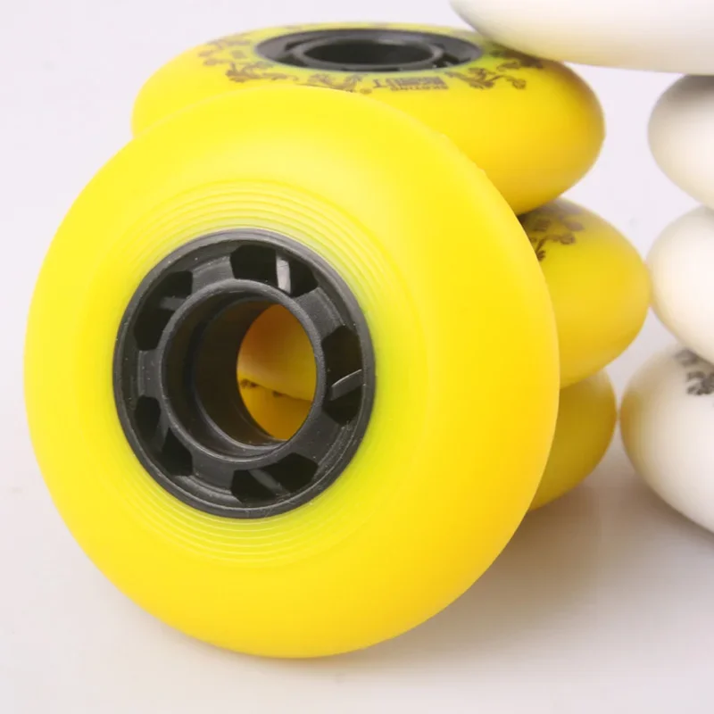 8pcs While/Yellow Inline Roller Skate Wheel 90A Freestyle Scroll Durable Wheels 72 76 80 Mm Roller Skate Wheels for Roller Skate