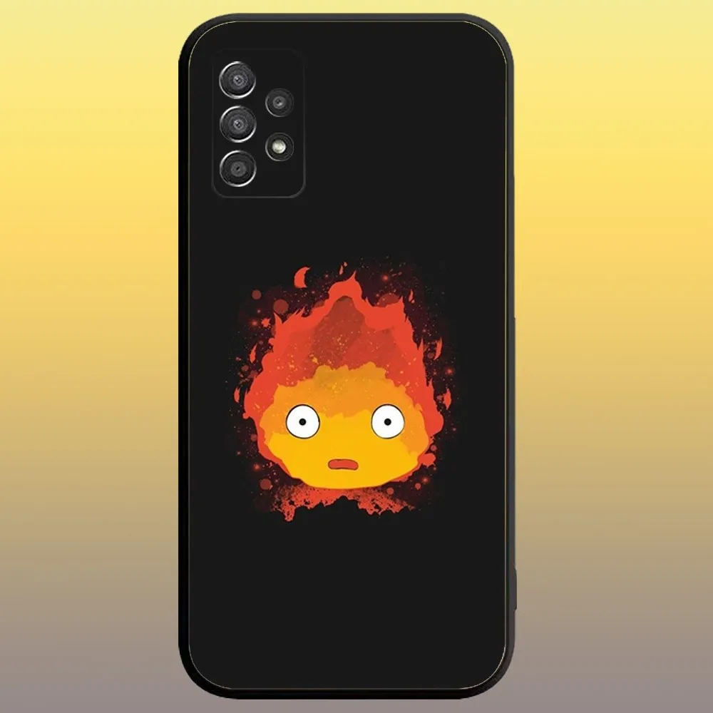 Fire Cute C-CalciferS Phone Case for SamsungA 91,80,73,72,71,70,53,52,51,42,41,40,32,31,30,22,21,20,13 S 4G 5G Soft Black Case