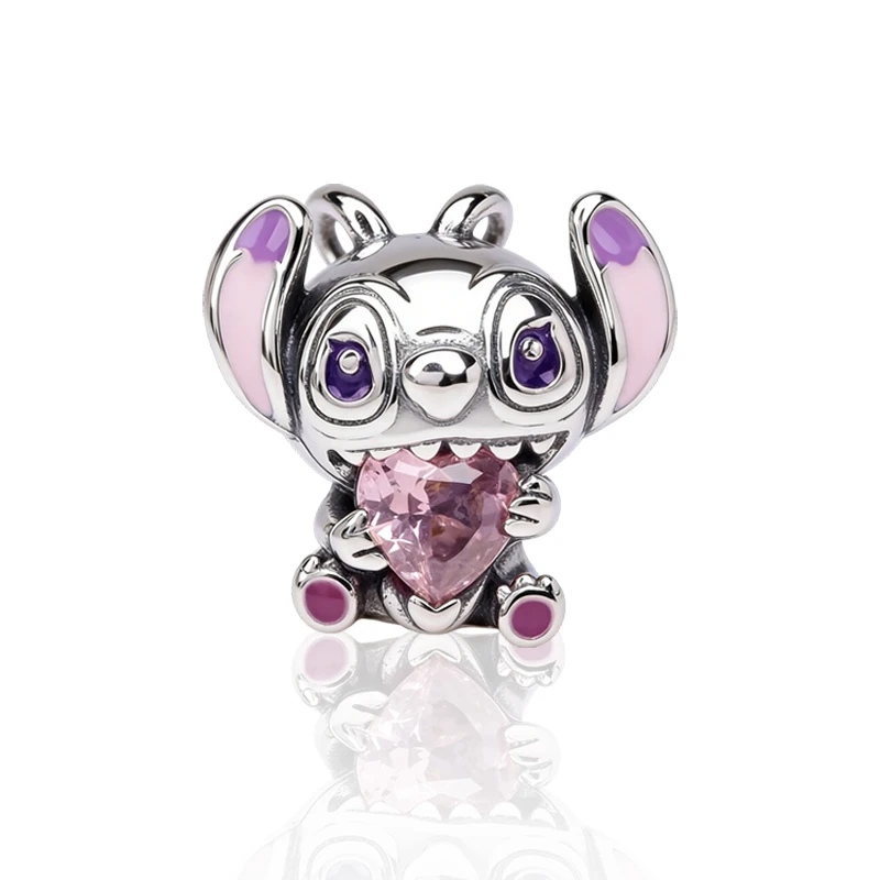 จี้ลูกปัดลายสติทช์จากดิสนีย์แบบใหม่ เหมาะสำหรับสร้อยข้อมือเงินแบบงู สร้อยคอ ลูกปัดสำหรับทำเครื่องประดับ DIY ของขวัญสำหรับผู้หญิง