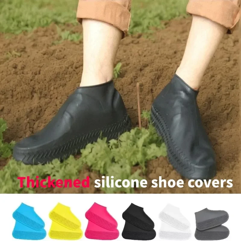 

Silicone Waterproof Thickened Shoe Covers Non-slip Wear-resistant Outdoor Adult Children Rain Boots Portable Elastic Reusable