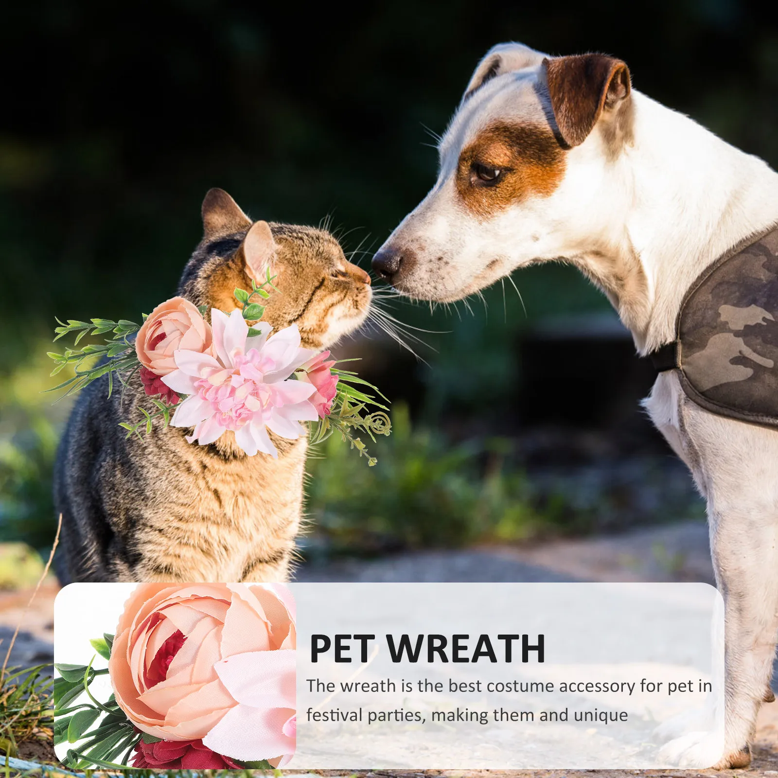 

Artificial Flower Wreath Pet Headwear Dog Cat Adjustable Headdress Chest Flower Dual Function Popular Accessories Bridegroom
