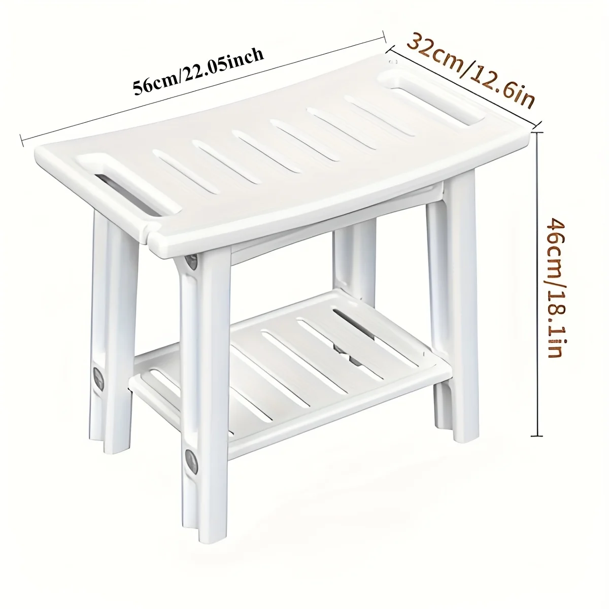 Bathroom storage stool, shower stool, solid bathtub stool, bathroom tidying stool for changing clothes, durable plastic stool image 3