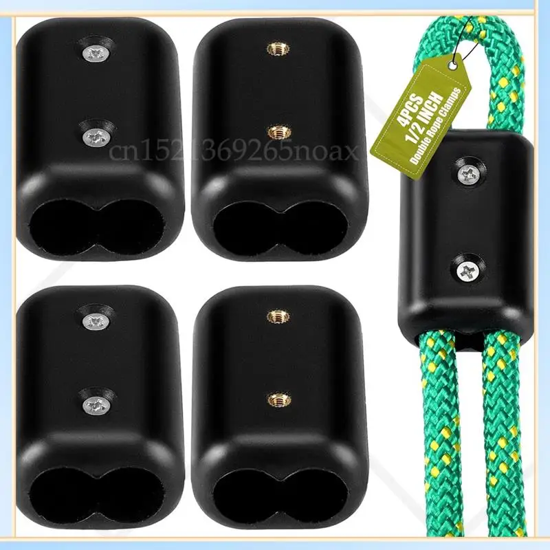 

-SPOR 4Pcs Plastic Cord Connector 1/2" Reusable Double Rope Clamps For 9-10Mm Nylon Or Braided Cord
