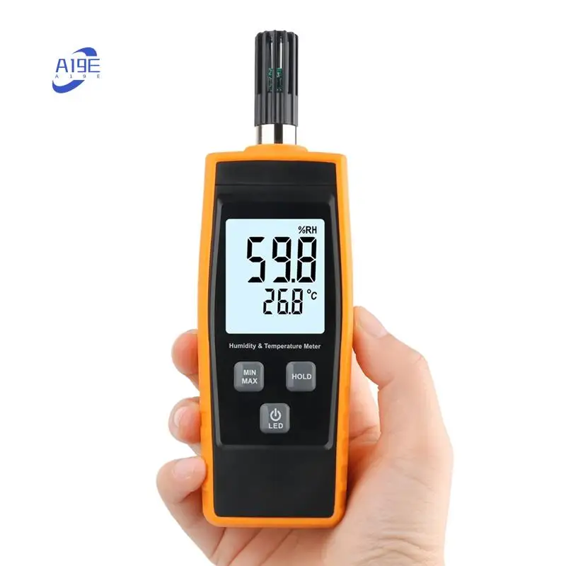 

A19E-индуктивный цифровой измеритель температуры и влажности, диапазон измерений 0-100% относительной влажности,-20-80 ℃ Монитор температуры и влажности