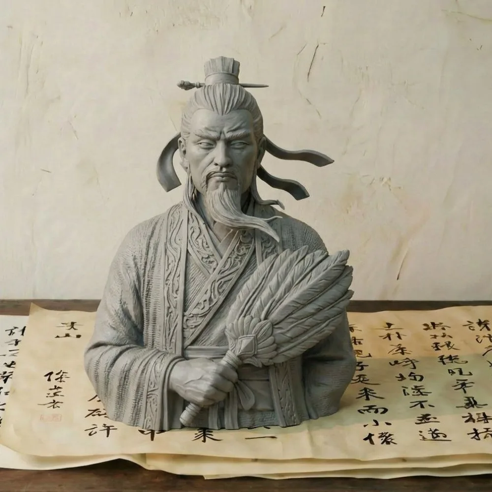 Zhuge Liang 1/6 Bust Model Ancient Chinese Statesmen Figurine 3D Printed DIY Coloring Resin Miniature Sculpture Craft Decoration