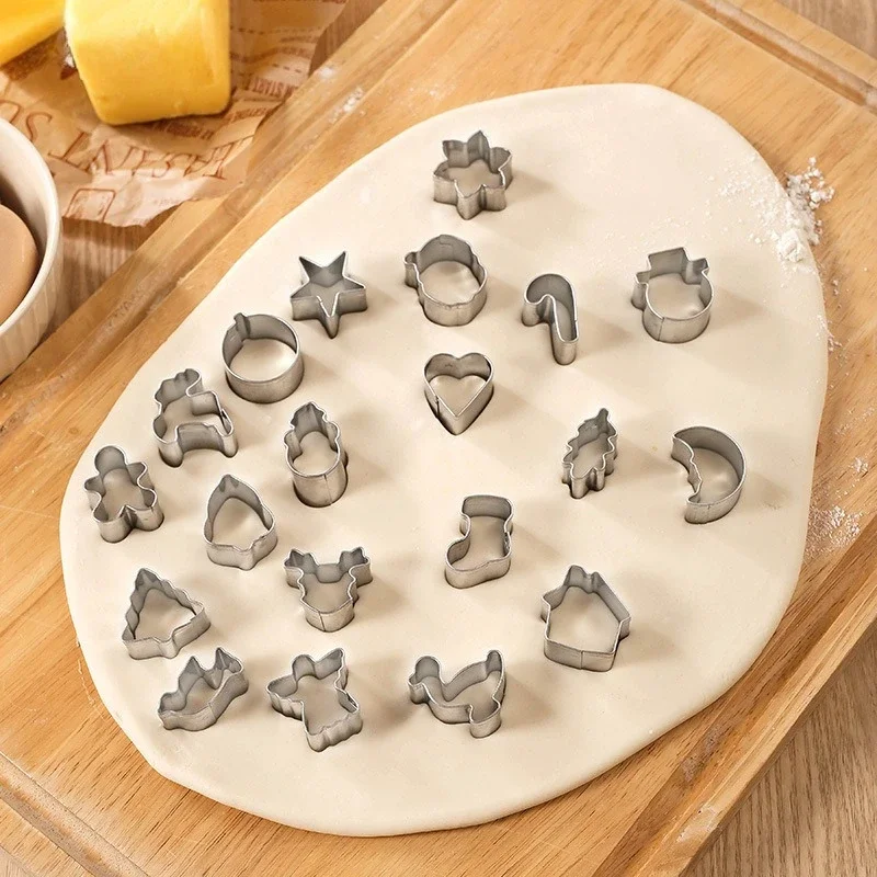 20pcs Stainless Steel Christmas Cookie Cutter Set Mini Baking Mold for Cookies Vegetables and Holiday Desserts view 4