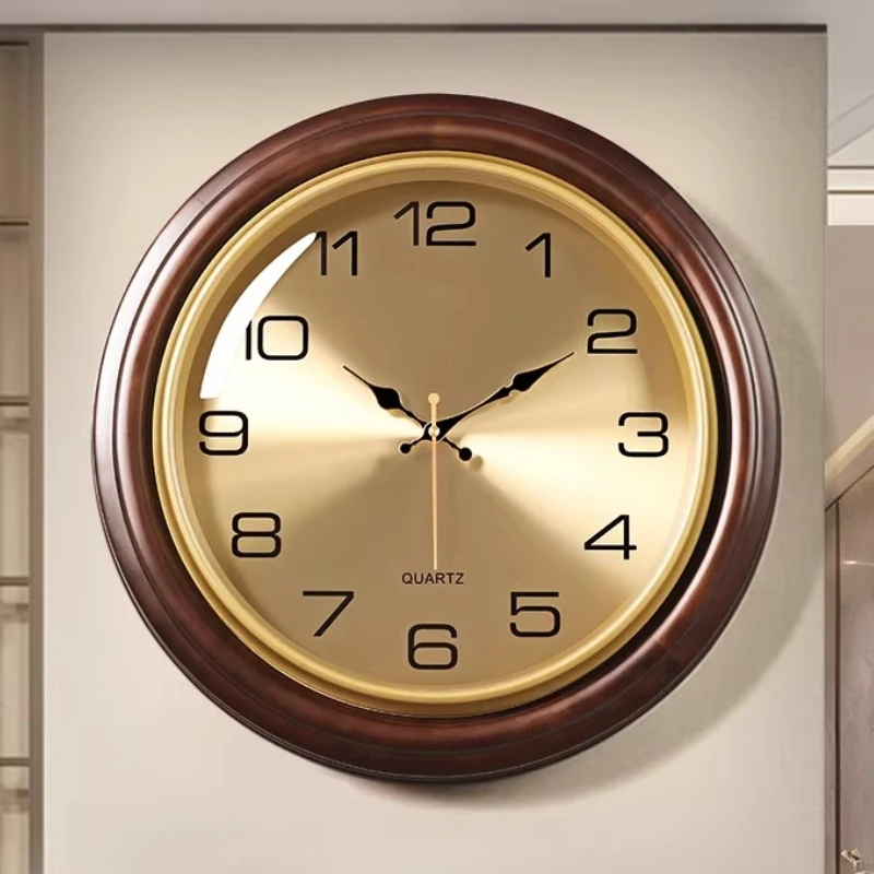 Vintage Wall Clock Luxury Large Round Clock Living Room Study Wooden Clocks Entrance Hall Decoration Design Clock Household