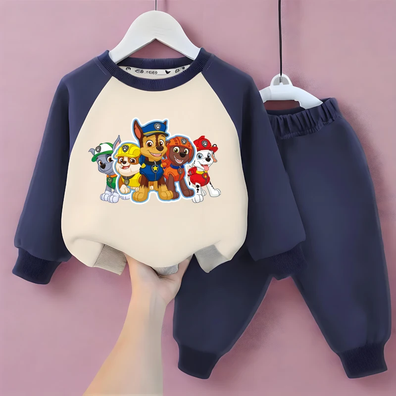 Kids O Neck Hoodies and Long Pant Two Piece Set Paw Patrol Printed Boys Sweatshirt Sweatpant 2pcs Suit Casual Tracksuit Pullover