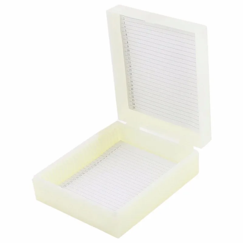 Orange blue white Plastic Rectangular Microscope Glass Slide Box for 25 Slides