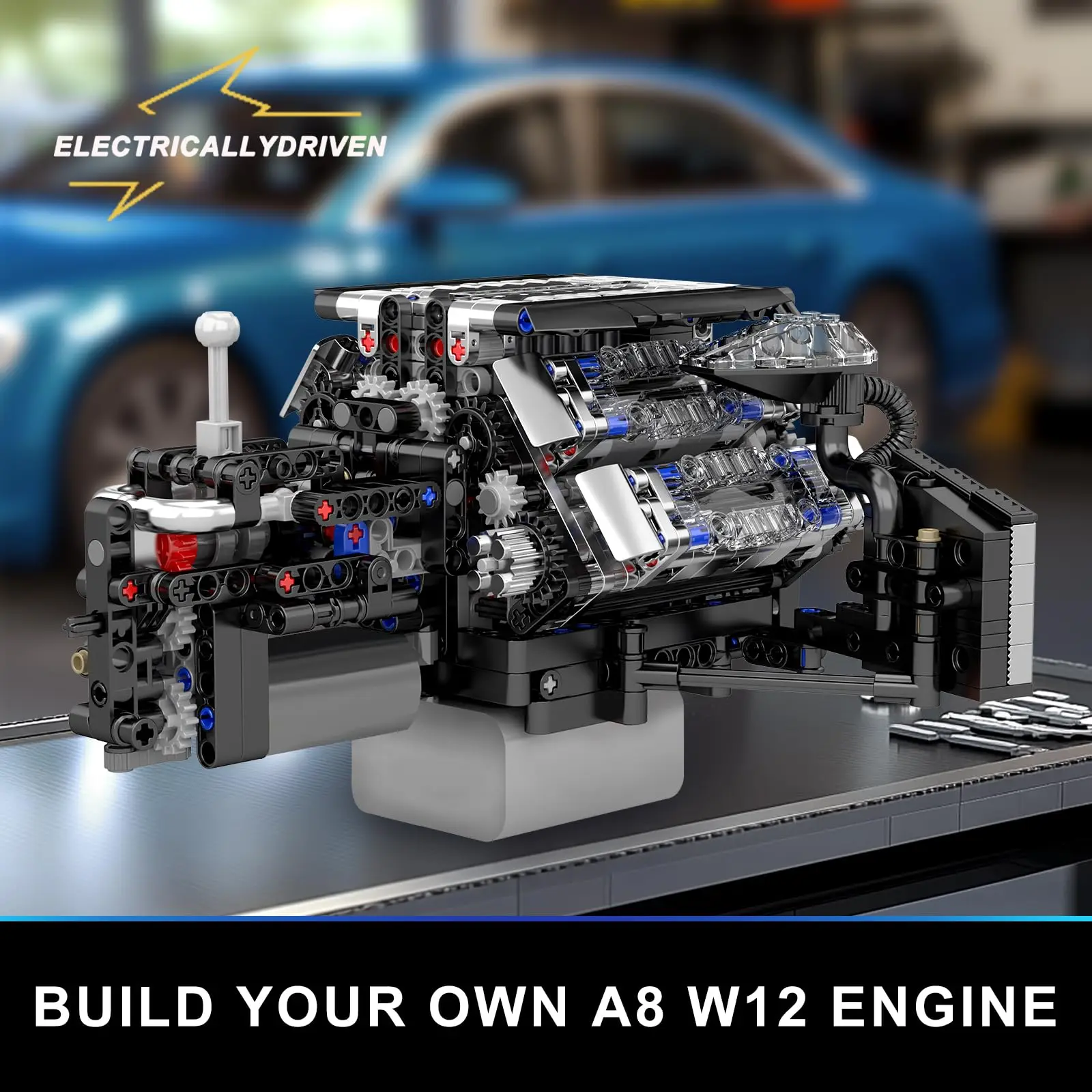 

MouldKing 10230 W12 Engine Model Kit - 871 PCS Working 12-Cylinder Car Engine Building Set,STEM Educational Toy for Kids & Adult