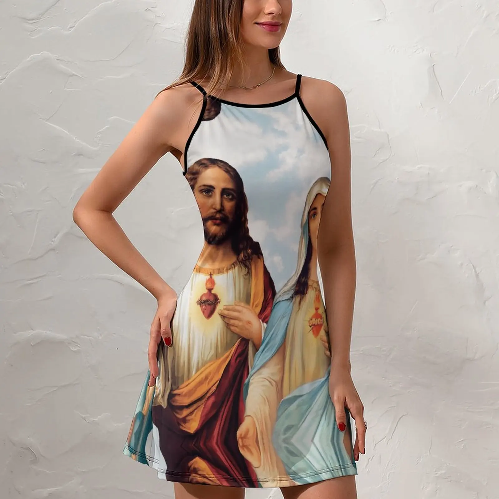 

Sacred And Immaculate Hearts III (Jesus And Graphic Винтажное экзотическое женское платье Женское платье на бретельках Крутые вечеринки на подтяжках