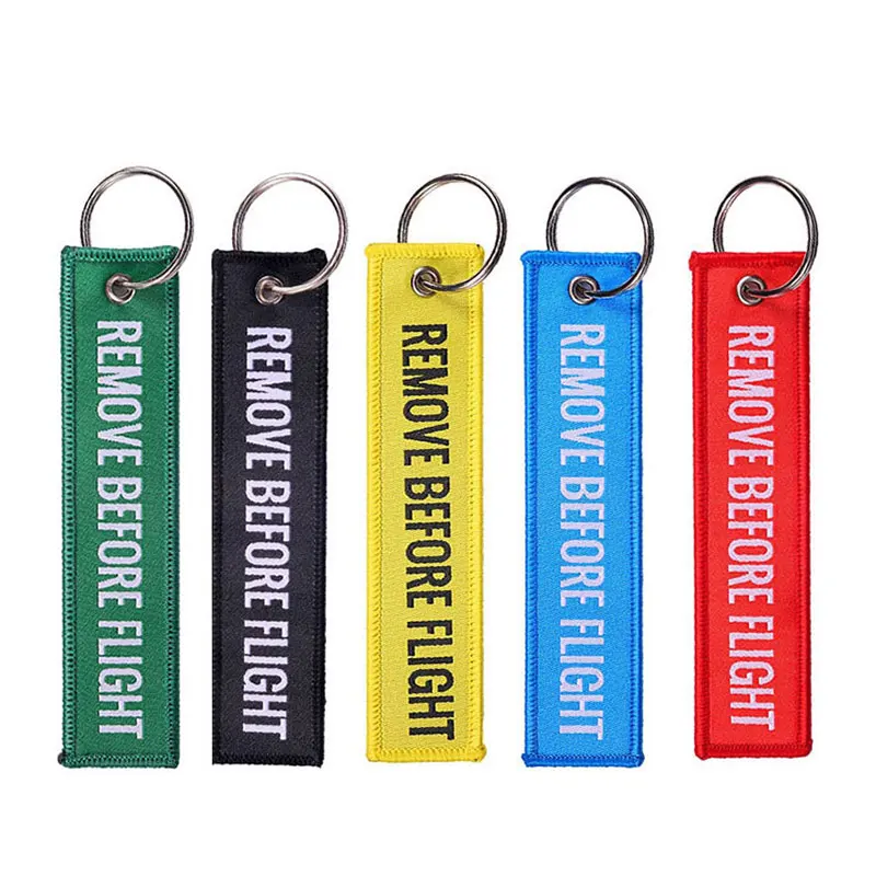 

50Pcs Remove Before Flight Woven Key Ring Luggage Tag Label Red Chain Keychain For Aviation Gifts Keychain Fashion Jewelry