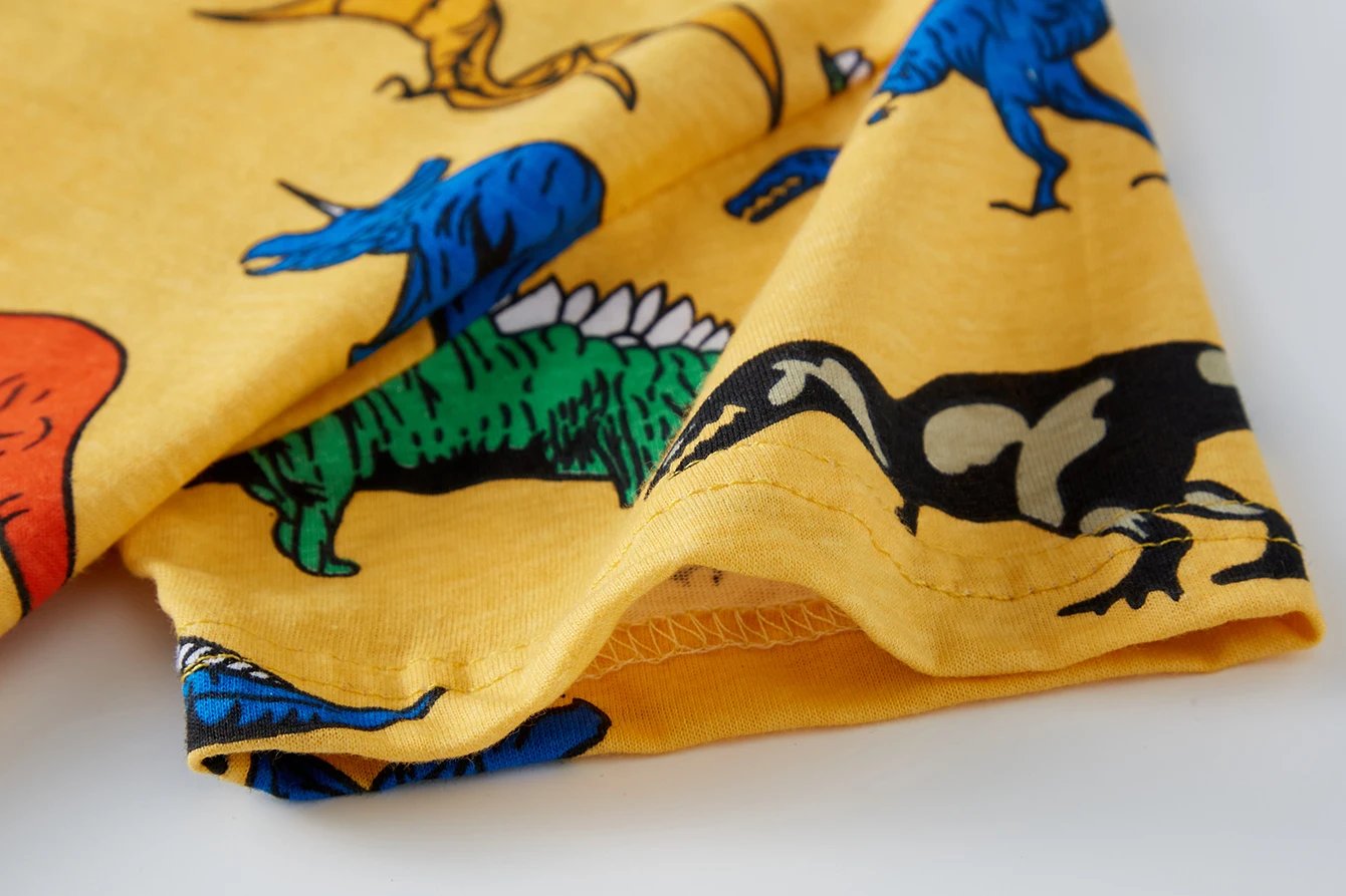 Sommer-Dinosaurier-Pyjama-Set für Jungen, kurzärmelige Shorts, 100 % Baumwolle, weich, atmungsaktiv, Kinder-Nachtwäsche, Alter 1–8 Jahre, 2 Stück – Detail 10