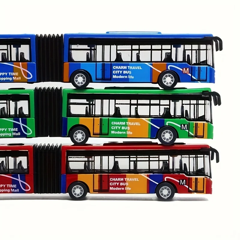 1 PCS City Bus Toy for Kids,Die Cast Alloy Pull Back Vehicles,Double-section Lengthened Toy Bus Model Cars Toys Educational Gift