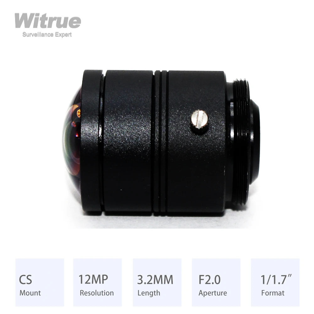 Witrue HD 12MP CS Mount CCTV Lens 3.2MM Wide View Angle 150 Degree Aperture F2.0 Format 1/1.7\