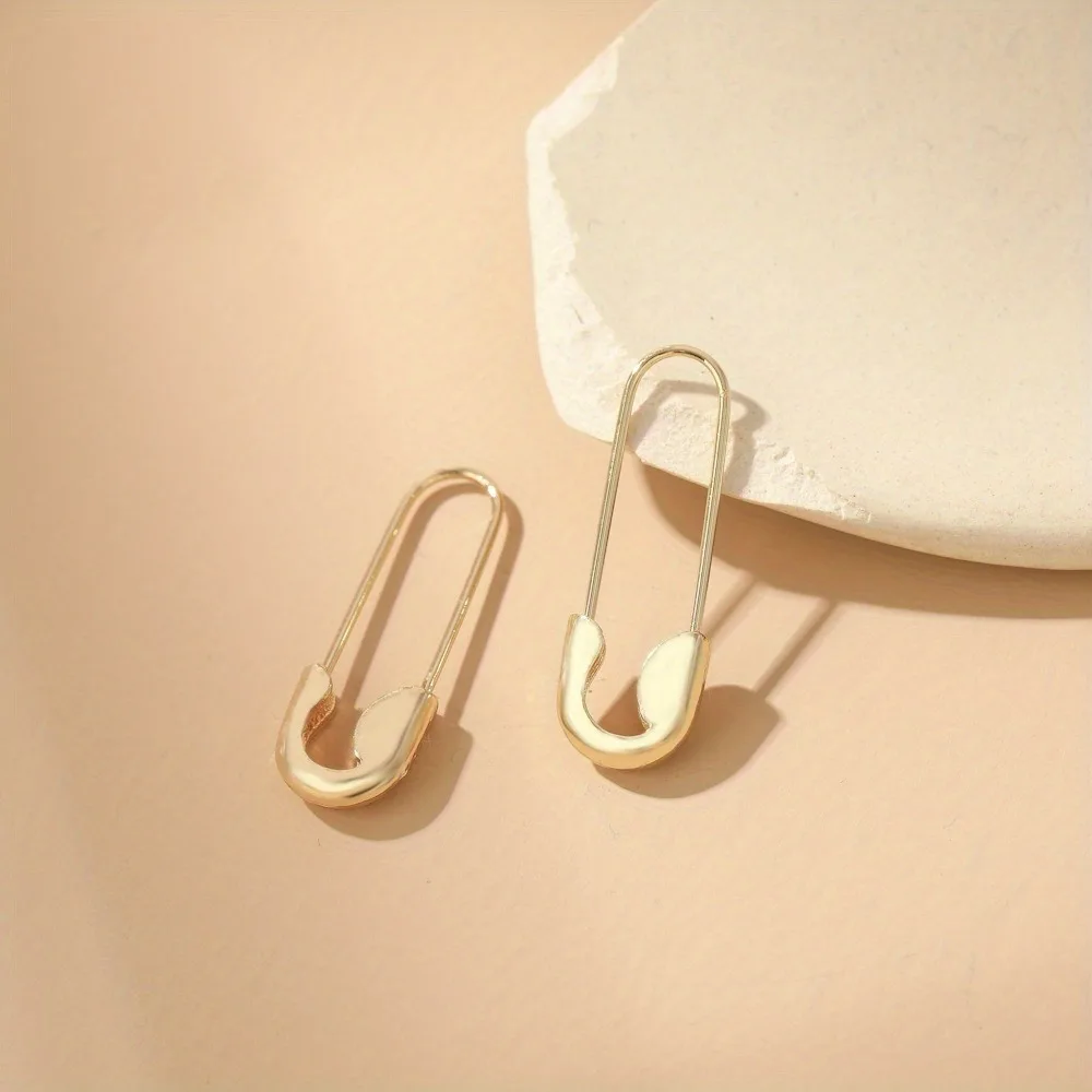1pair Minimalist Style Paperclip U-shape Small Stud Earrings for Women, Metal Punk Style Safety Pin Piercing Jewelry for Women image 5