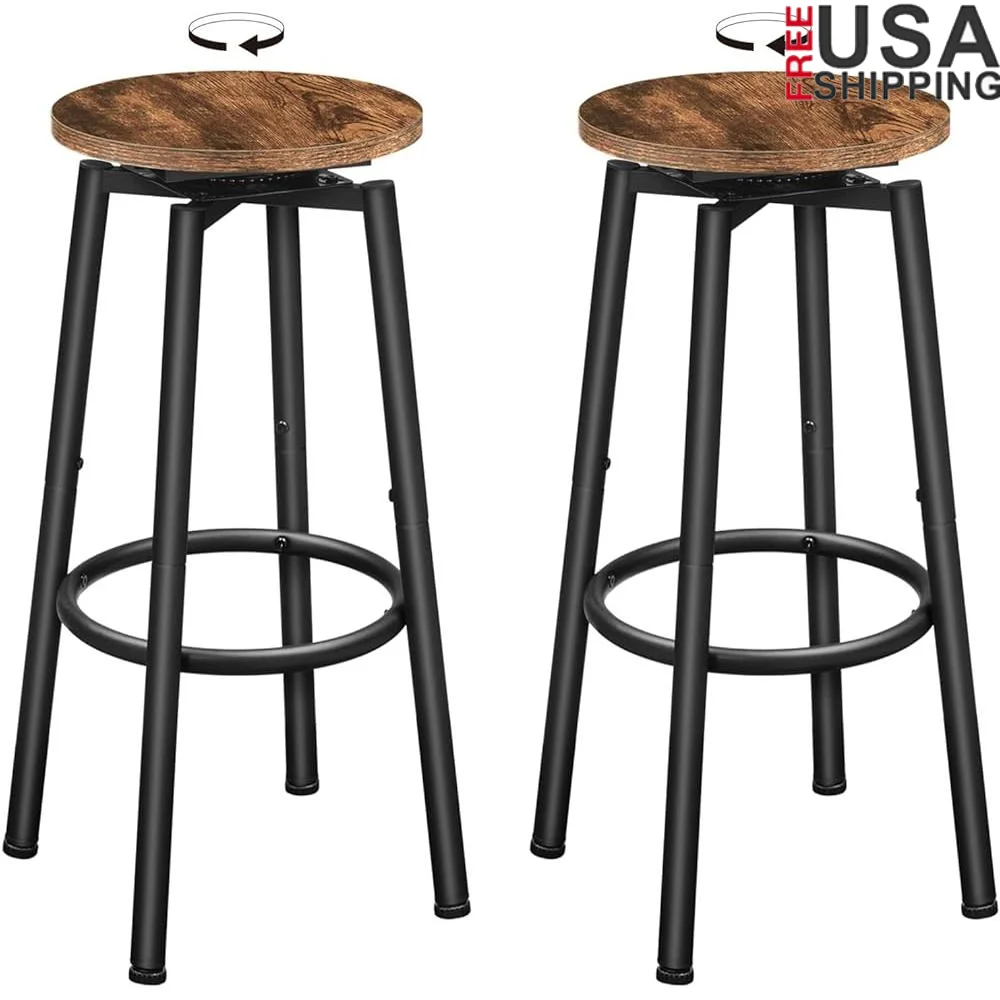 

Swivel Bar Stools Set of 2 Backless Modern Breakfast Chairs Adjustable Feet 360 Degree Rotating Kitchen Dining Furniture