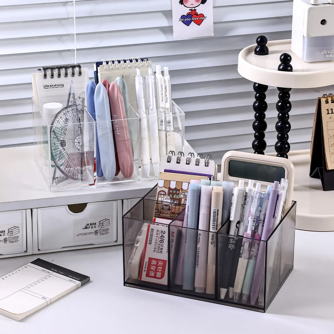 

1pc acrylic pencil marker pen stationery holder desktop stationery organizer storage rack home office accessories