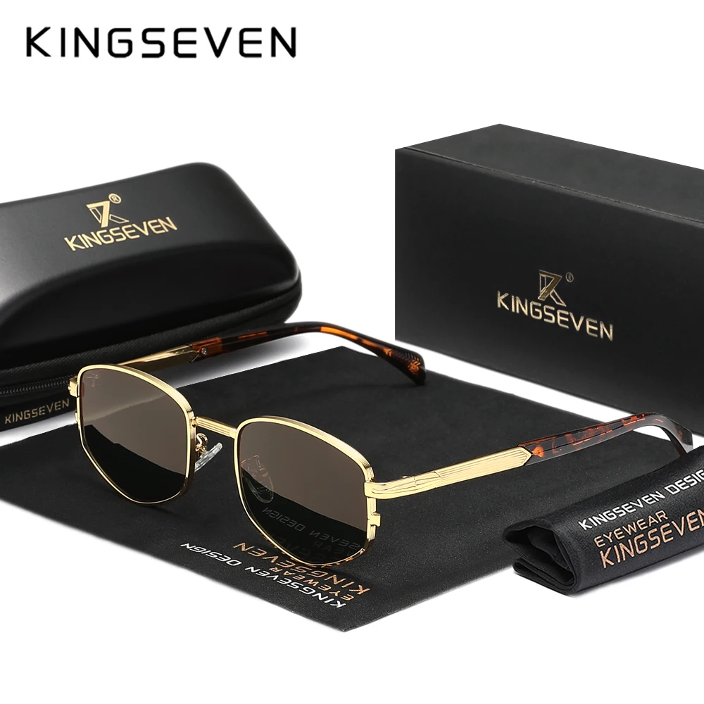 KINGSEVEN Sonnenbrille für Herren Ovaler Rahmen Hochwertige Vintage-Fahrbrille Luxuriöse Damen-Freizeitbrille Modische Eyewear