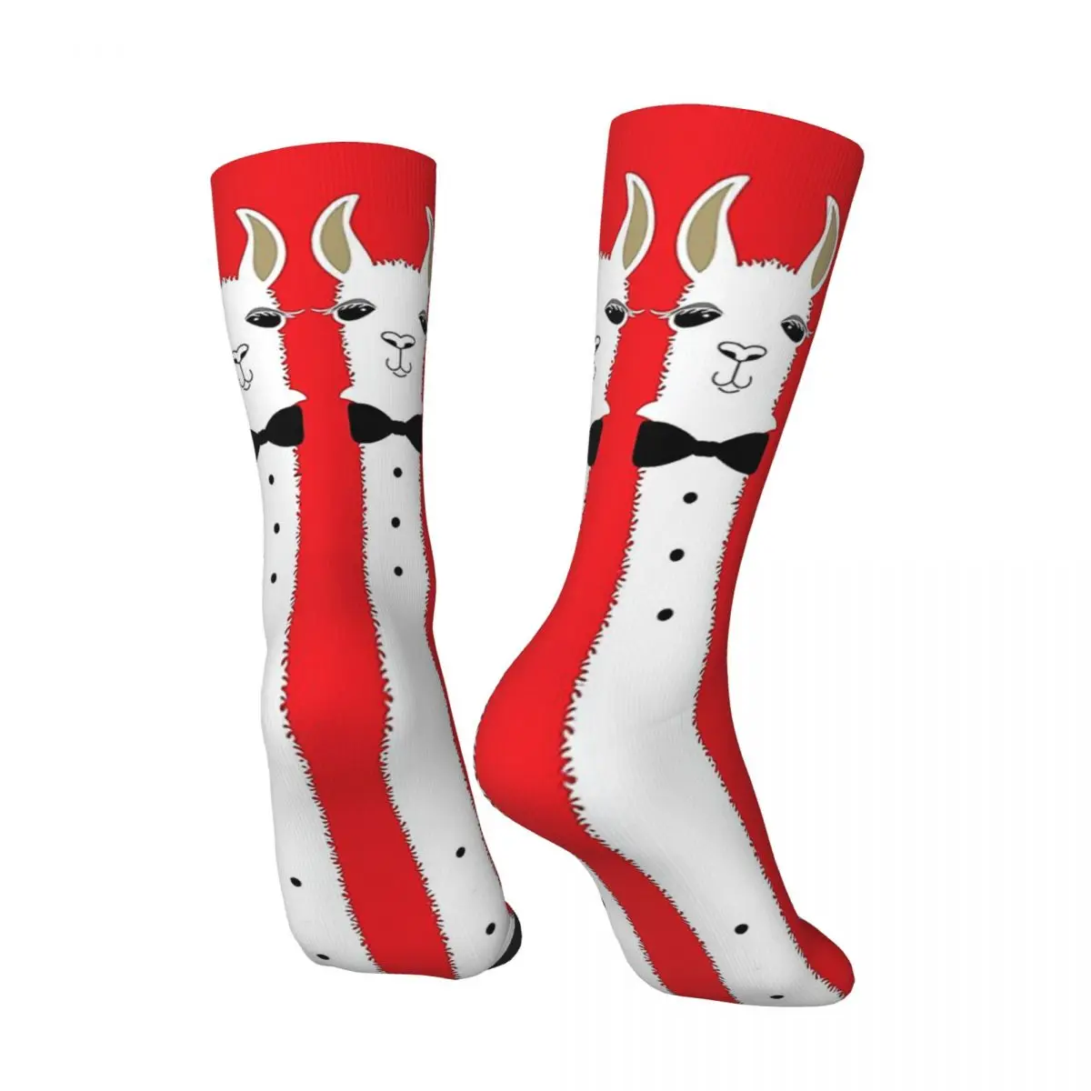 Happy Funny Men's compression Socks Llama Overdressed Vintage Harajuku Llama Portrait Hip Hop Novelty Casual Crew Crazy Sock