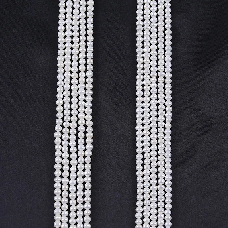 Pearl Factory 4-5mm  Potato Shape White Freshwater Pearl  Strand  Zhuji Pearl For Jewelry Making