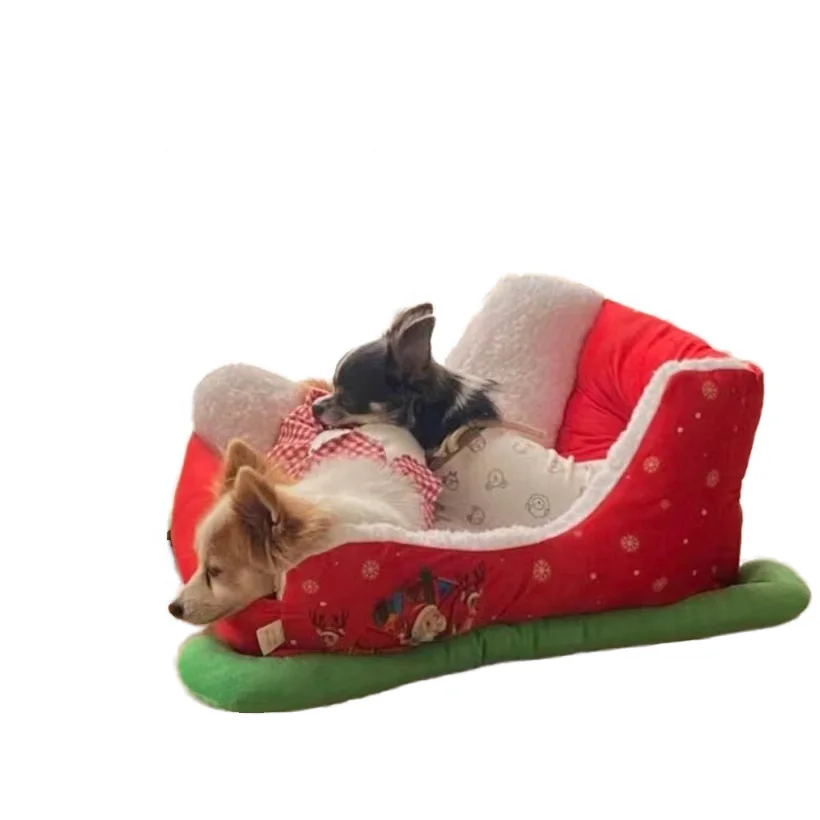 New Christmas Sleigh Cat House Dog House Warm Cloud Nest Pet House To Keep Warm In Winter Pet Bed