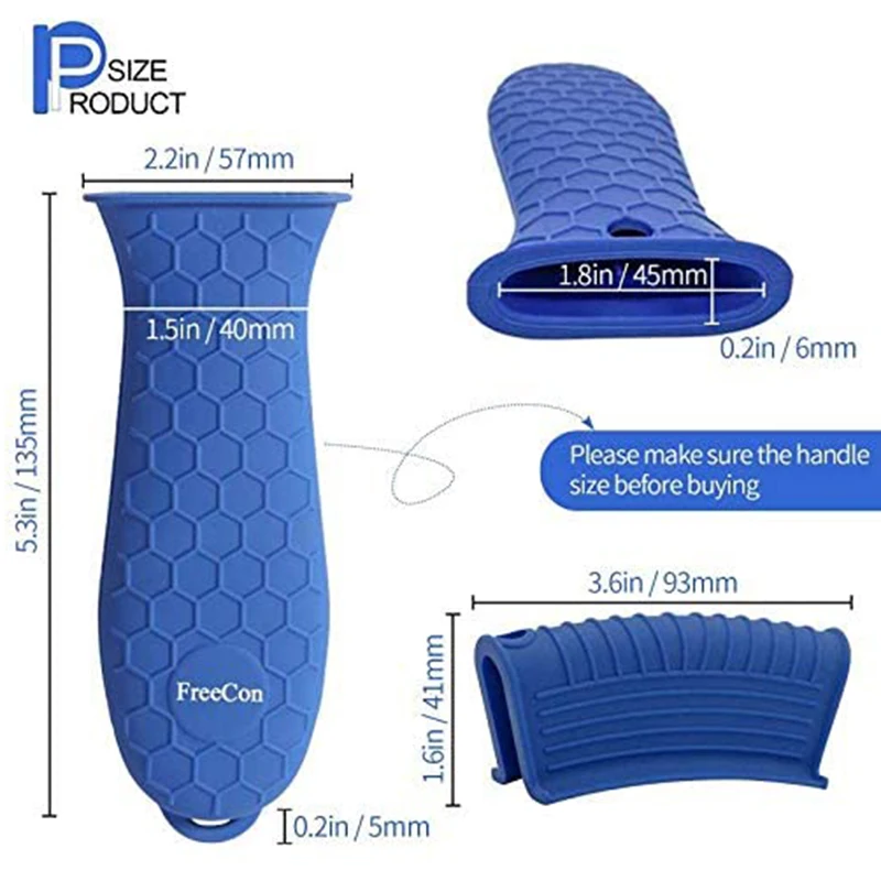 New Silicone Hot Handle Holder For Cast Iron, 3 Pack Pot Handle Sleeve Non Slip Rubber Cover Set For Skillet Frying Pan