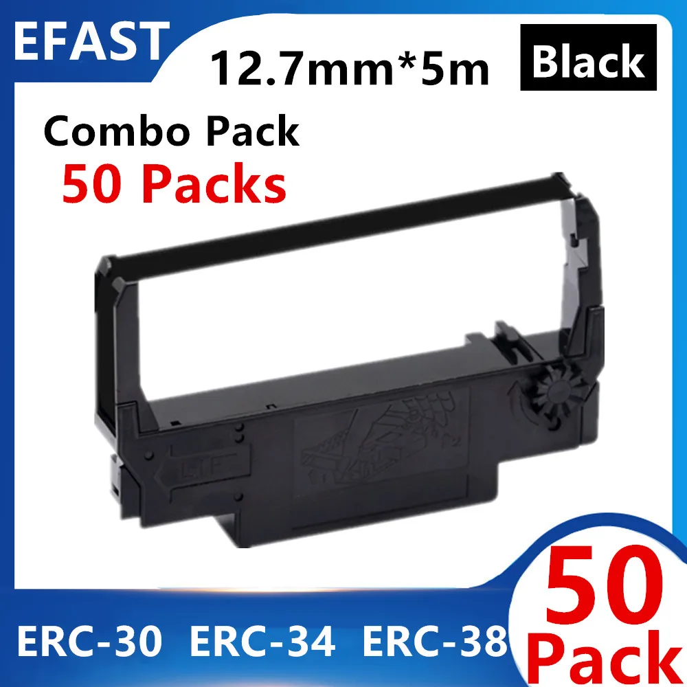 30~50Packs ERC30 ERC-30 ERC 30 34 38 Black BK Compatible with Ribbon Cartridge for Use in ERC38 NK506 Printer Ink Ribbon 12.7mm