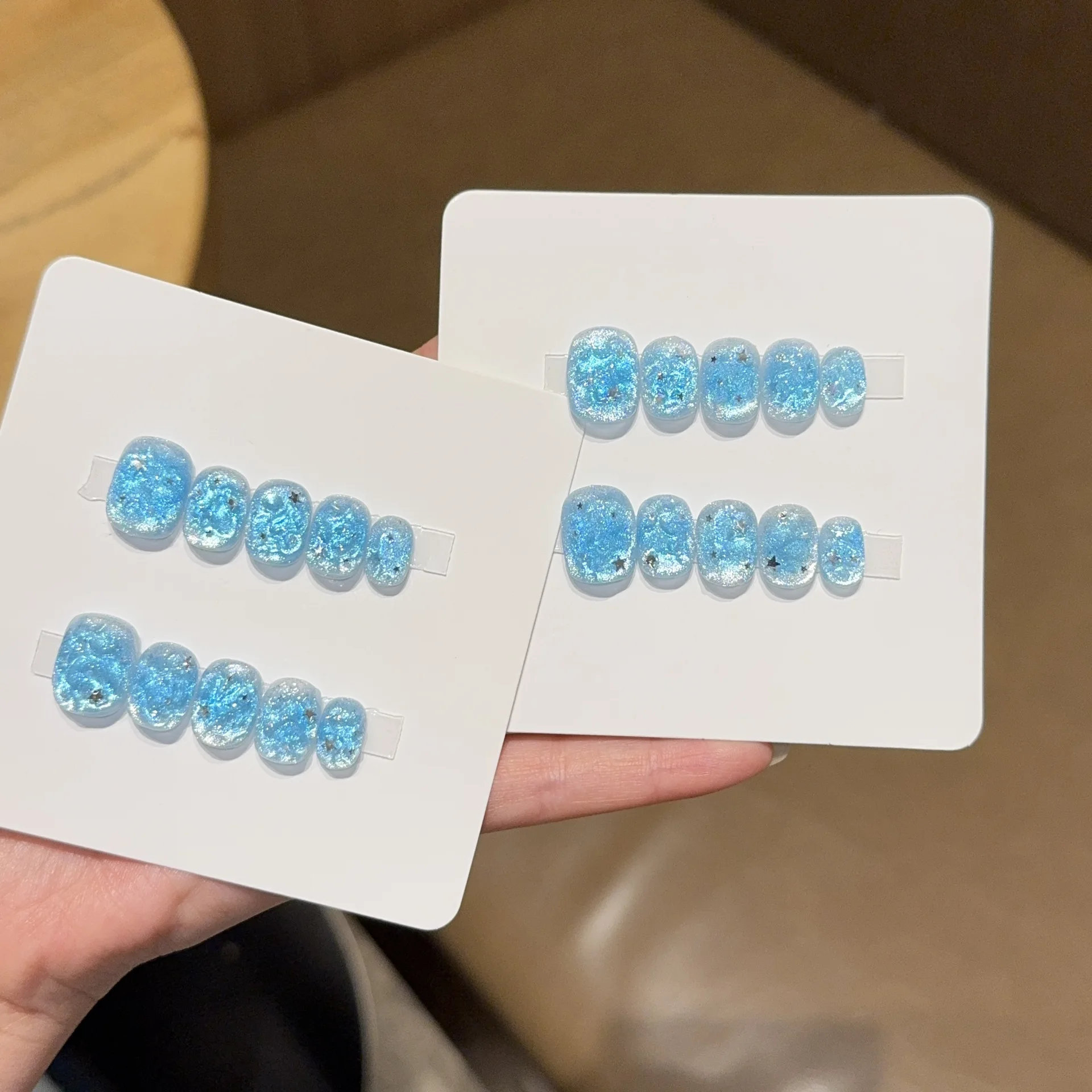 10 stuks handgemaakte korte op - Nail Art Ice Blue recensie en prijs
