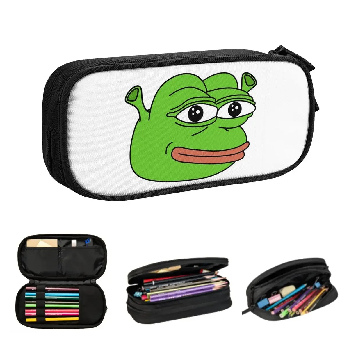 Pepe The Frog Peepo Emote Pencil Cases Large Storage Pen Bags Pen Box Pencil Pouch For Boys Girls Students Stationery School