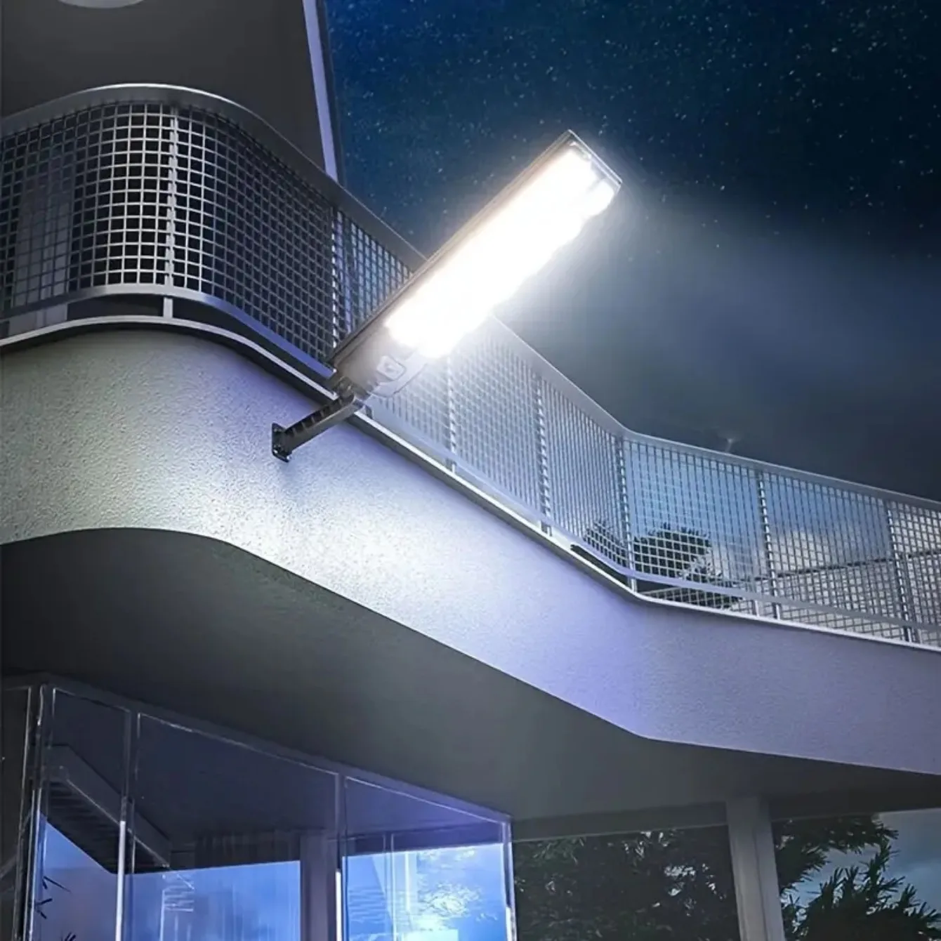 Solar dual row integrated courtyard light strip with remote control outdoor lighting, human body sensing strong light street