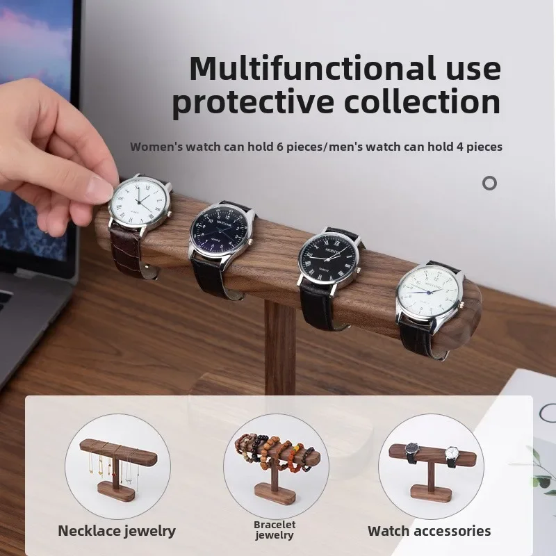 

Stylish Walnut Wood Watch Display Stand for Men and Women, Wooden Watch Holder for Bracelets and Necklaces Storage